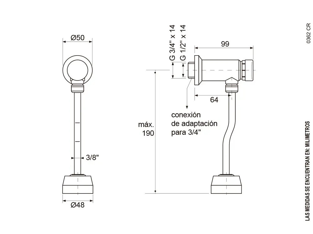 Llave temporizada pressmatic para Urinario 0362 - FV